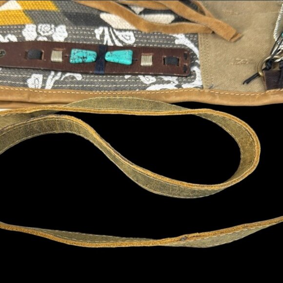 Myra Bag Coyote Bluff Fringed Leather, Weave and Calf Hair Crossbody Bag NWT - Picture 13 of 17